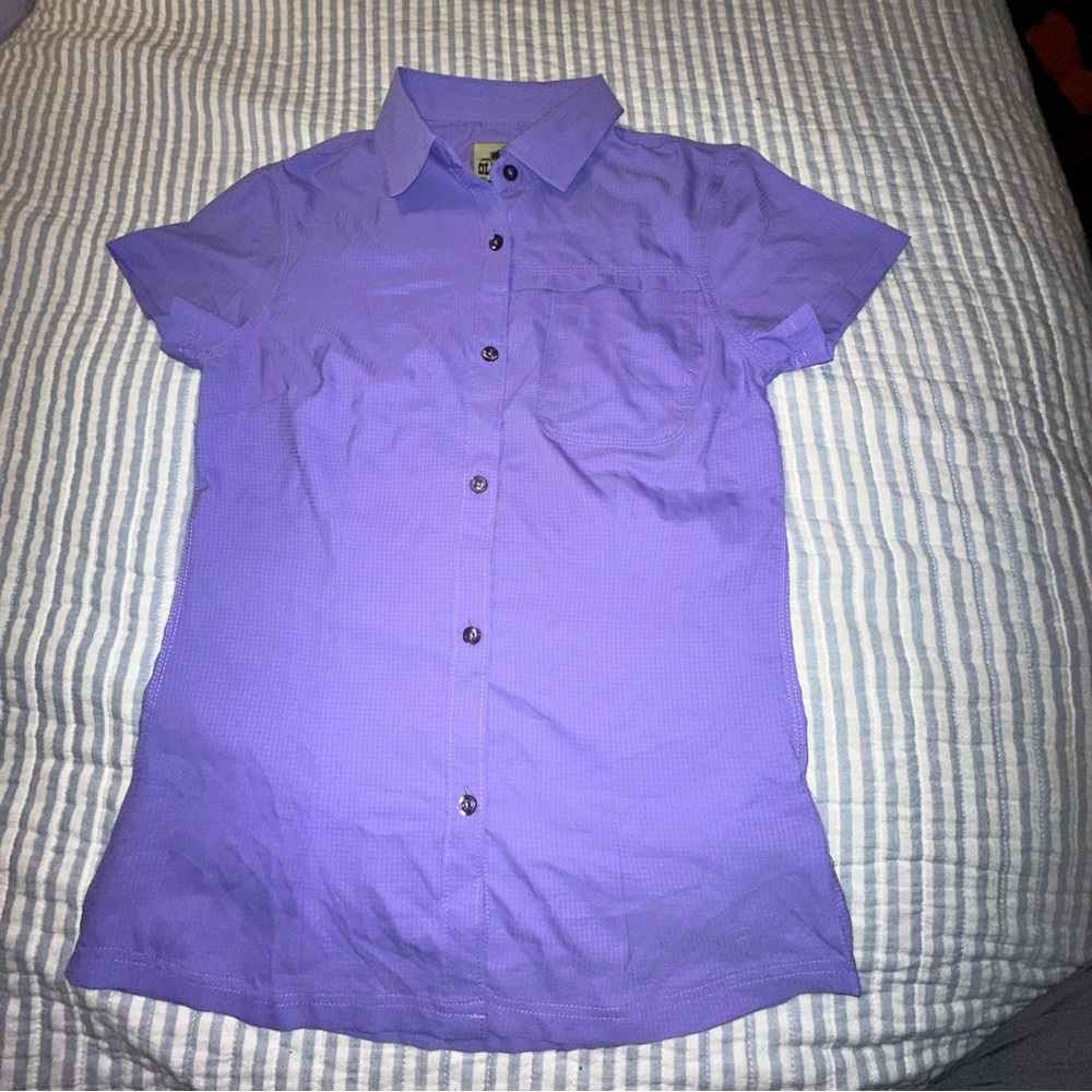 Old Mill Women's Size Small‎ Short Sleeve Rip-Stop Button-Up Shirt Purple NWT